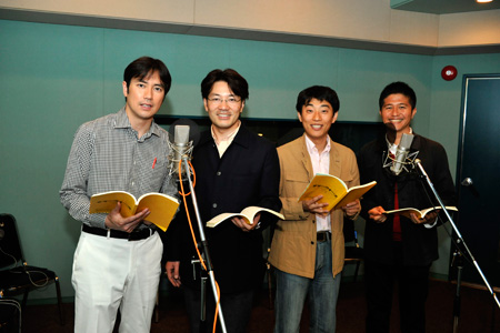 朝の情報番組のシーンをリアルに演じた羽鳥慎一・菅谷大介・町田浩徳・寺島淳司